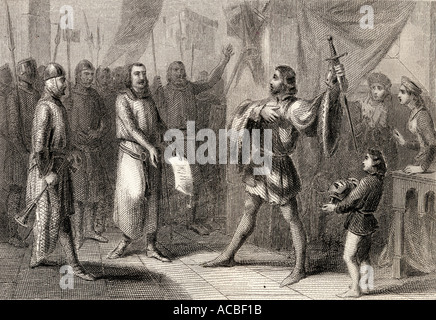 Aufruf an die Adligen im Namen von König Fernando III. Ferdinand III., 1199/1201 - 1252, genannt der Heilige. König von Kastilien und Toledo. Stockfoto