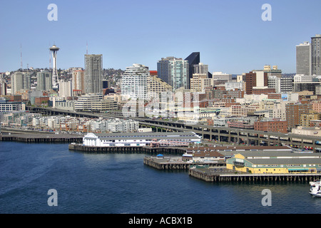 Luftaufnahme von Seattle Uferpromenade aus dem Süden Stockfoto