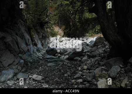 Schmelzoberflächen Flussbett im Nationalpark Samaria-Schlucht auf der griechischen Insel Kreta Stockfoto