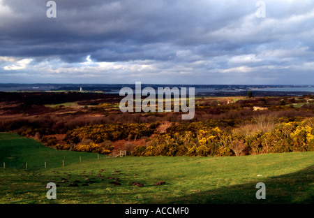 Insel von Purbeck Blick auf Poole Harbour von der Corfe Castle Studland Road Stockfoto