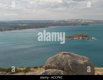 Blick von Rosetta Kopf, Wright Insel, Encounter Bay, Victor Harbor, Fleurieu Peninsula, South Australia, Stockfoto