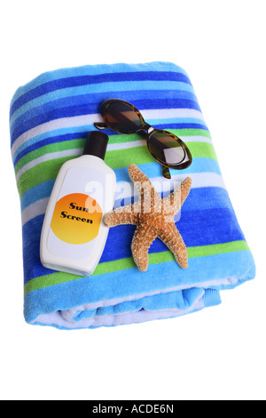 Beach Things cut out on white background Stockfoto