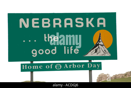 Willkommen in Nebraska Schild USA Stockfoto