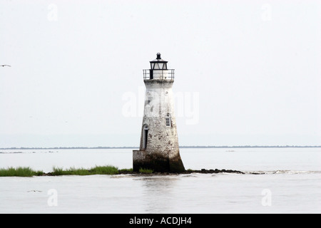 Cockspur Leuchtturm in der Nähe von Savannah, Georgia und Tybee Island, einen alten Leuchtturm Stockfoto