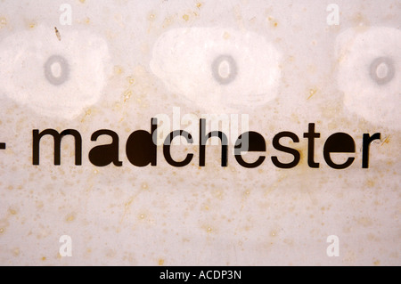 Madchester Hacienda 1989 Nachtclub Manchester Musik Geschichte Erbe England Englisch Haus Metall metallic uk-Großbritannien Stockfoto