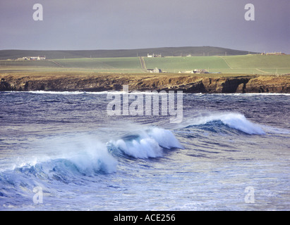 Dh Bucht von Skaill SANDWICK ORKNEY Surf Wellen Big Wave Küste Stockfoto