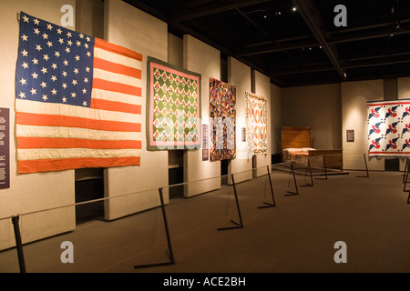 Geschichtsmuseum von Topeka Kansas KS USA Kansas eine Ausstellung von Quilts Stockfoto