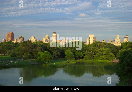 Blick auf die Skyline von Manhattan New York Central Park Stockfoto