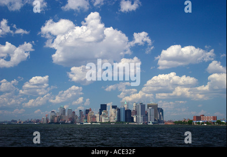 Skyline von New York Manhattan von der Staten Island Ferry, USA Stockfoto