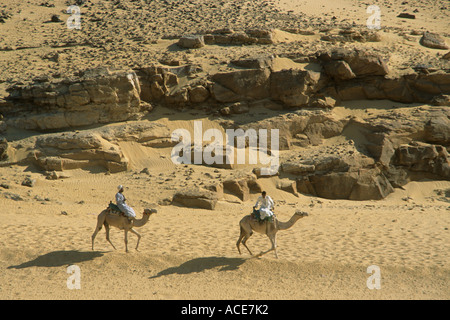 Ägypten Assuan Westjordanland Western Desert Camel Fahrer Stockfoto