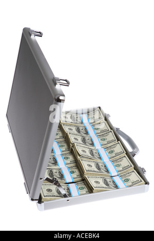 Koffer voller Geld Stockfoto