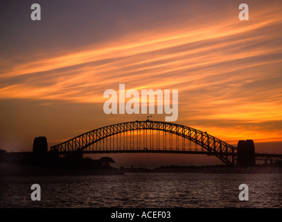 Sonnenuntergang über New South Wales Australien Sydney Harbour Bridge Stockfoto