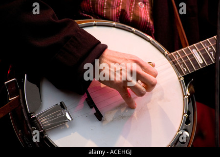 Alison Brown American folk Musiker und Banjo-Spieler live auf der Bühne Stockfoto