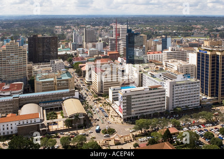 Zentralen Nairobi von oben KICC, Geschäfts- und Einkaufszentren. Stockfoto