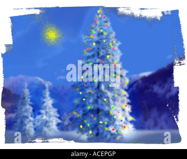 DIGITALE Kunst: Weihnachts-Szene, in der Nähe von Ettal in Bayern Stockfoto