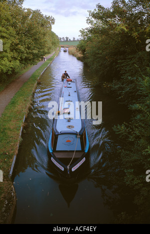 Gemieteten schmale Boot am Grand Union Canal - Leicester Branch Stockfoto