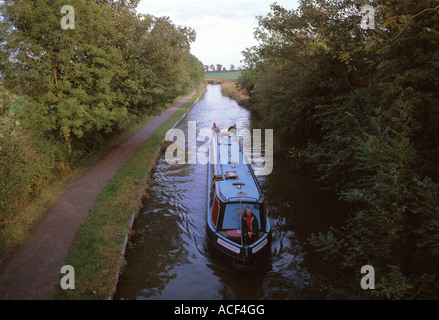 Gemieteten schmale Boot am Grand Union Canal - Leicester Branch Stockfoto