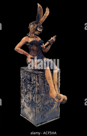 menschliche Figur menschlichen humanoiden Karikatur Cartoon eigentümliche sat Sitz Modell Box weibliche feminine Frau Mädchen Mythos mythologische fantasy Stockfoto