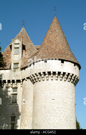 Chateau de Monbazillac in der Nähe von Bergerac Dordogne Region von Frankreich Türmchen und Turm Stockfoto