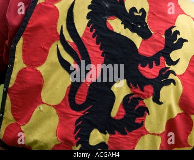 Gesellschaft der kreativen Anachronismus Sealed Knot Gesellschaft Battle Flag der mittelalterlichen Ritter von edzell Castle, Schottland, Großbritannien Stockfoto