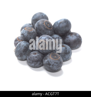 einen frischen Reifen Haufen Superfrucht Heidelbeeren auf einem weißen Hintergrund Stockfoto