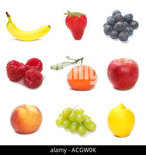 Eine Auswahl an frischem Obst neun 9 Stockfoto