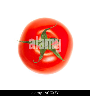 Ein oben Blick auf eine frische reife rote Tomate Stockfoto