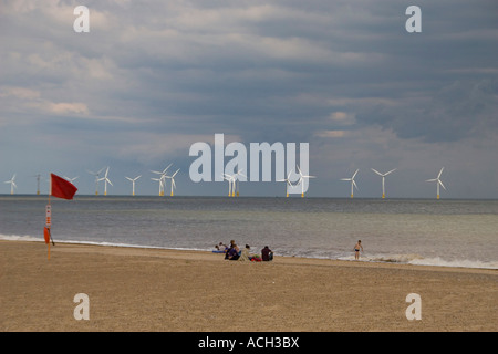 Windkraftanlagen von Great Yarmouth auf Scroby Sands Norfolk Stockfoto