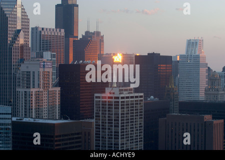 Chicago Skyline bei Sonnenuntergang Stockfoto