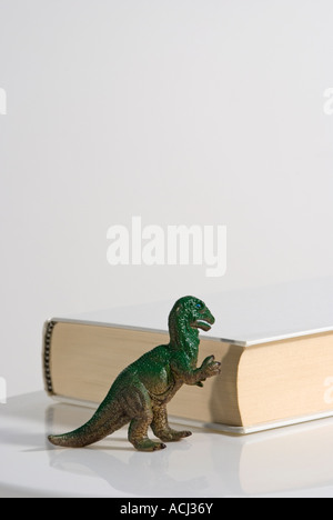 Dinosaurier und Buch Stockfoto