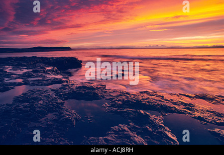 Sonnenuntergang über der Küste von Killala Bay, Co Sligo, Irland. Stockfoto