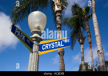 Straßenschild Post auf Balboa Island, Newport Beach, Kalifornien, USA Stockfoto