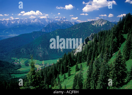 Ansicht von oben, Übersicht, Blick vom Berg Laber, Oberammergau, Oberammergau, Oberbayern, Deutschland, Europa Stockfoto