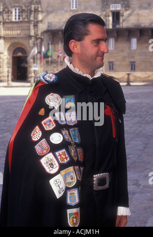 1, 1, Spanier, Spanisch, Mann, erwachsener Mann, der Plaza del Obradoiro, Santiago de Compostela, Provinz La Coruna, Spanien, Europa Stockfoto