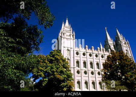 Innenstadt von Kirche von Jesus Christus Mormon Temple Salt Lake City Utah Stockfoto