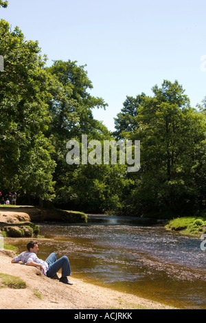 Die Highland Wasserstrom führt vorbei an Balmer Rasen Brockenhurst New Forest Stockfoto