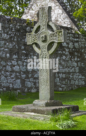 9. Jahrhundert hohe Kreuz der Kildalton Kirche in der Nähe von Port Ellen, Isle of Islay, Argyll and Bute, Scotland Stockfoto