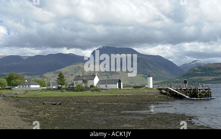 Eingang zum Caledonian Canal bei Corpach westlichen Highlands von Schottland zu Ben Nevis Hintergrund Stockfoto