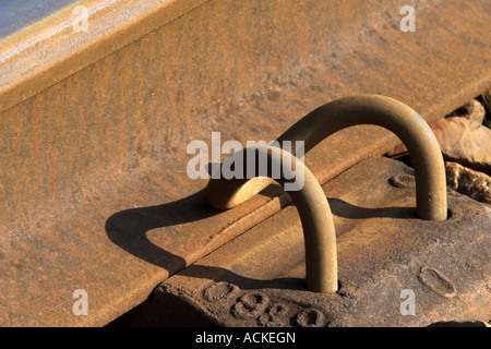 Eisenbahnstrecke hautnah Stockfoto