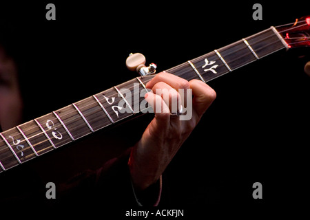Alison Brown American folk Musiker und Banjo-Spieler live auf der Bühne Stockfoto