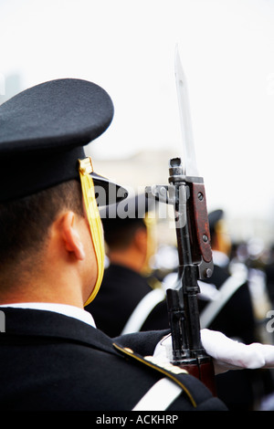 Militärparade, Plaza Bolognesi, Lima, Peru Stockfoto