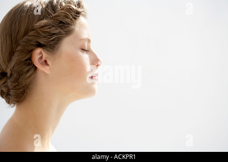 Seitenansicht des Gesicht einer jungen Frau Stockfoto