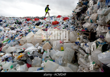 Kunststoff, gesammelt von Wastesavers Gemeinschaft recycling Gruppe aus Haushalten in Newport South Wales Gwent UK Stockfoto