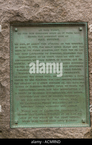 Paul Revere Capture Site Minuteman National Park Concord Massachusetts Stockfoto