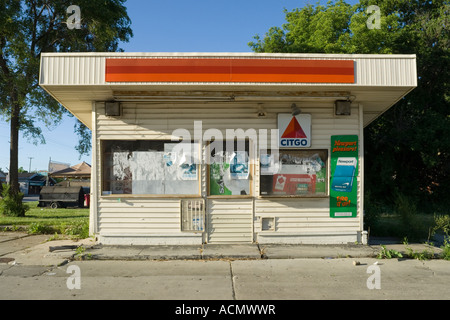 Verlassene Tankstelle in Flint, Michigan USA Stockfoto