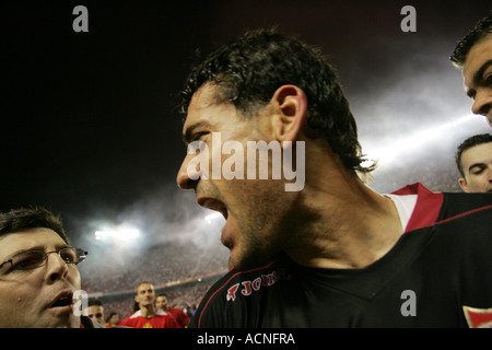 Andrés Palop schreien am Ende des Spiels. Stockfoto