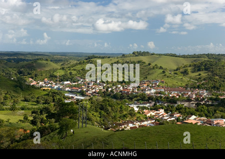 Blick vom Denkmal Jesu von Nazaré, Morro de Nazaré, Nazaré, Das Farinhas, Bahia, Brasilien Stockfoto