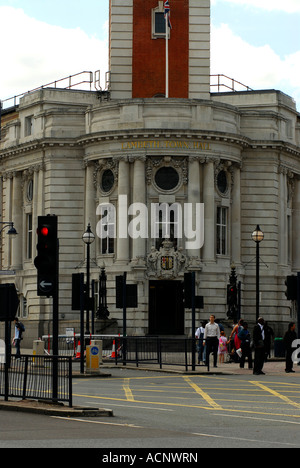 Gesamtansicht der Lambeth Rat Rathaus, Brixton, London, UK. Stockfoto