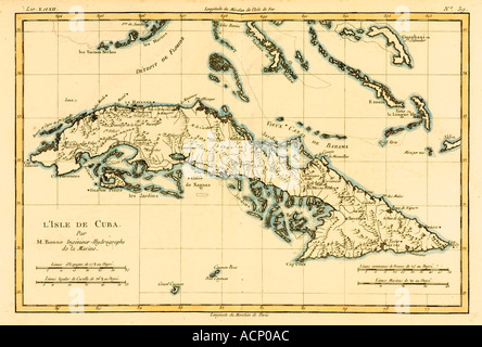 Karte von Kuba ca. 1760 Stockfoto