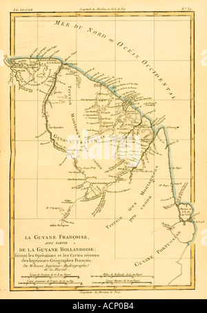 Karte von Französisch-Guayana mit Teil Niederländisch Guyana ca. 1760